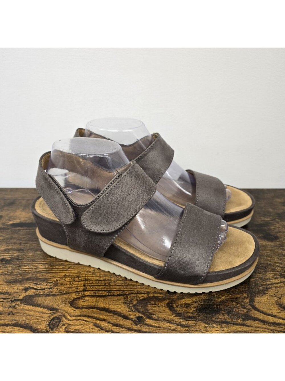 Natural Soul Womens Size 9.5M Kaila Sandals Platform Wedge Heel Straps Brown